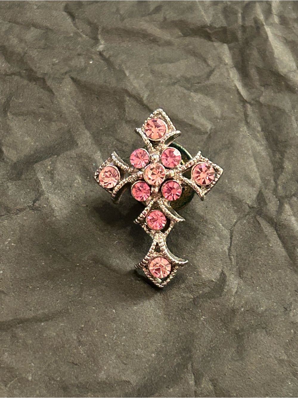 Pink Crystal Cross Pin